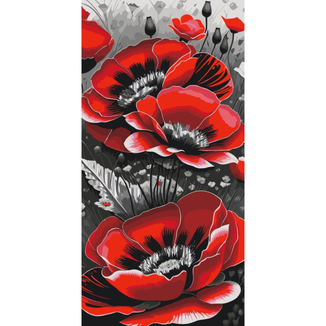 Товари для малювання - ​Картина за номерами Art Craft Червоні маки з металізованими фарбами 40 х 80 см (13092-AC)