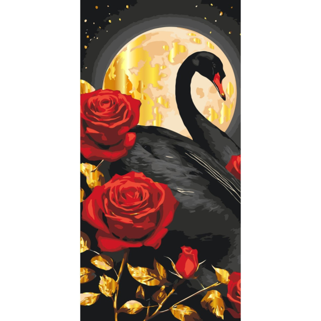 Товары для рисования - ​Картина по номерам Art Craft Черный лебедь с металлизированными красками 40 х 80 см (11588-AC)