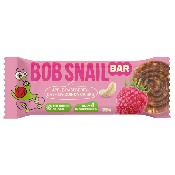 Солодощі - Фруктово-ягідно-горіховий батончик Bob Snail Яблуко-Малина-Кеш’ю-Кріспи Кіноа 35 г (4820287102497)