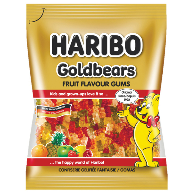 Солодощі - Цукерки желейні Haribo Goldbears неглазуровані Золоті ведмедики 80 г (9002975308410)