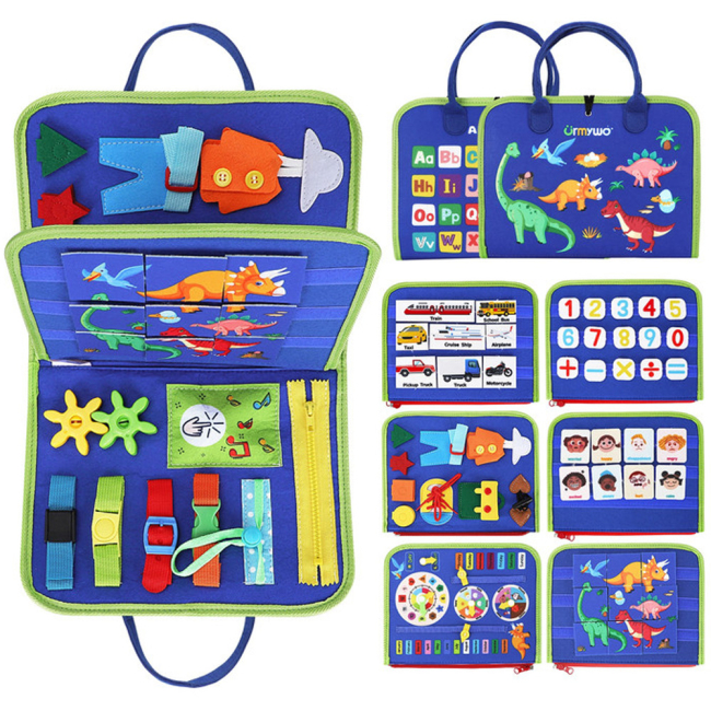 Розвивальні іграшки - Тактильна сумочка-бізіборд Urmywo блакитна (UMMZBAL)