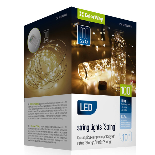 Мебель для геймеров - Светодиодная гирлянда-струна СolorWay LED 100 10м теплый цвет 3AA Battery (CW-G-100L10NB)