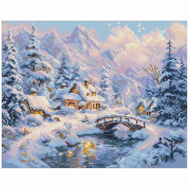 Мозаика - Алмазная мозаика Ідейка Зимний уют среди гор 40 х 50 см (AMO20001)