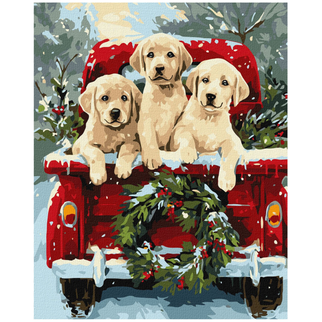 Товари для малювання - Картина за номерами Ідейка Собача поїздка 40х50 см (KHO6838)