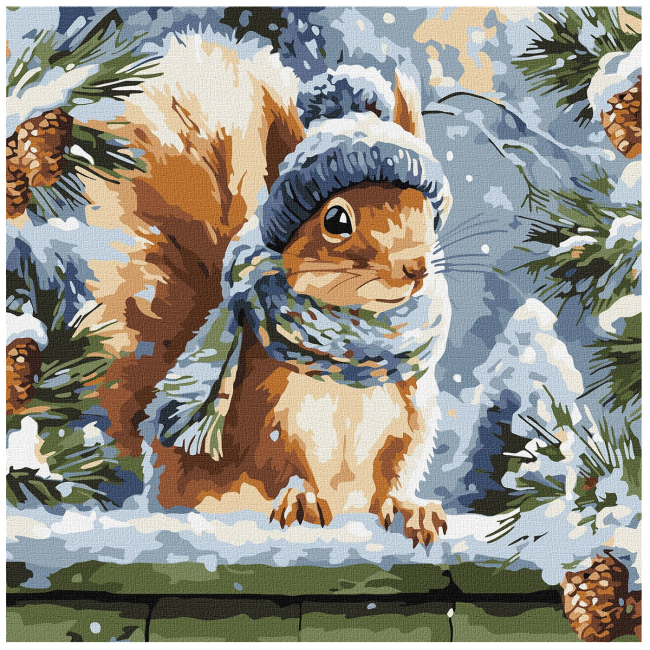 Товары для рисования - Картина по номерам Ідейка Зимний бельченок 40х40 см (KHO6841)