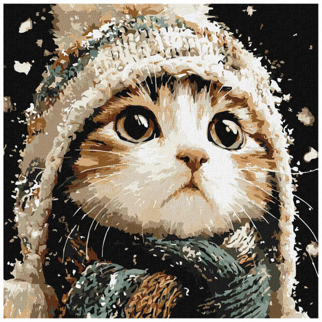 Товары для рисования - Картина по номерам Ідейка Снежный котик 40х40 см (KHO6847)