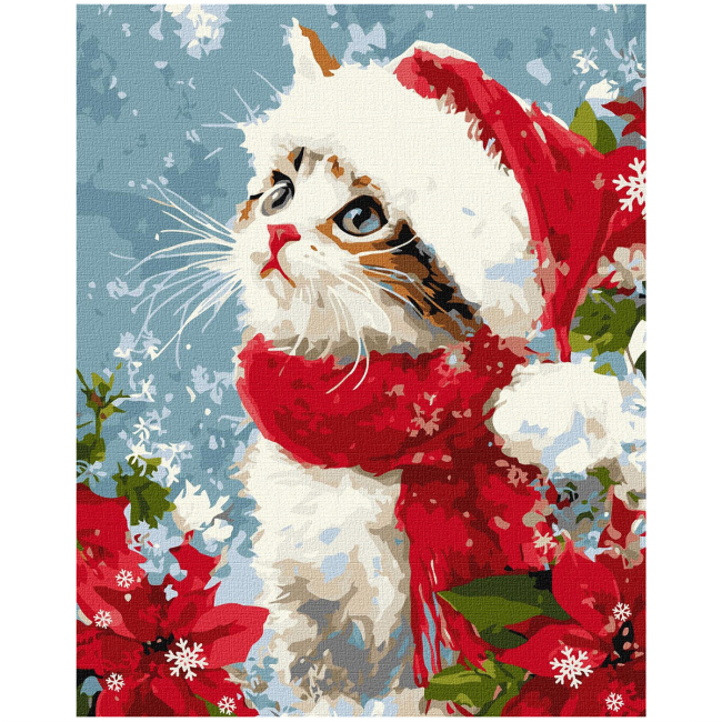 Товары для рисования - Картина по номерам Ідейка Кот в снегу 40х50 см (KHO68514)