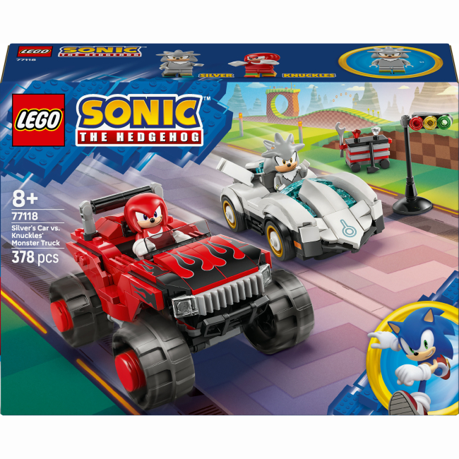 Конструктори LEGO - Конструктор LEGO Sonic the Hedgehog Автомобіль Сільвера vs. монстр вантажівки Наклза (77118)