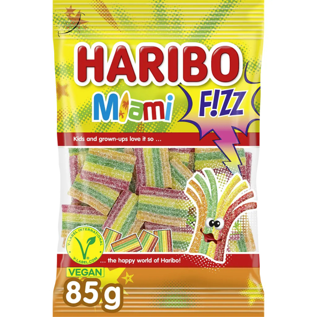 Солодощі - Желейні цукерки Haribo Miami Fizz 85 г (8426617359850)