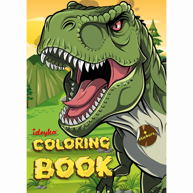 Розмальовки та актівітібуки (2-6 років) - ​Розмальовка зі стікерами Ідейка Світ хижих динозаврів (CB25)