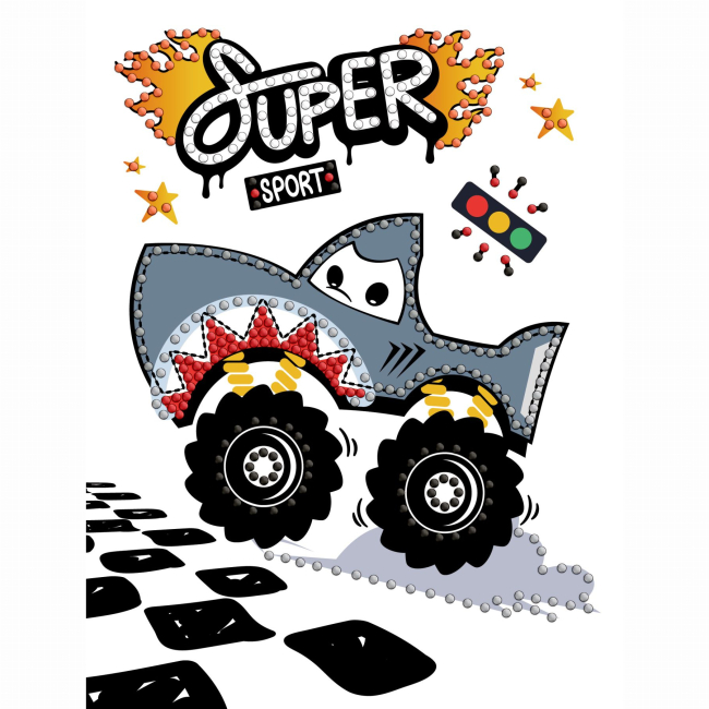 Мозаїка - Алмазна мозаїка Ідейка Машина-акула 15 x 20 см (AMV1230)