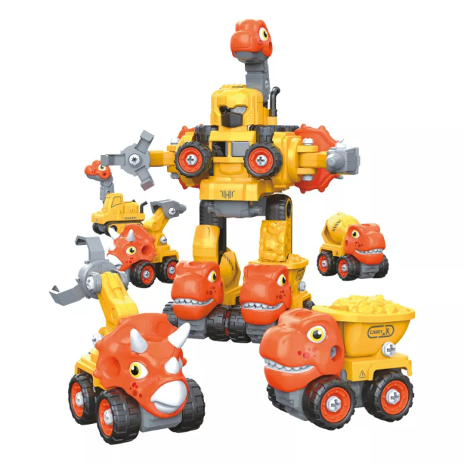 Конструктори з унікальними деталями - ​Конструктор Otamanko Машинка-трансформер Динозавр 5 в 1 жовтий/помаранчевий (5320310)