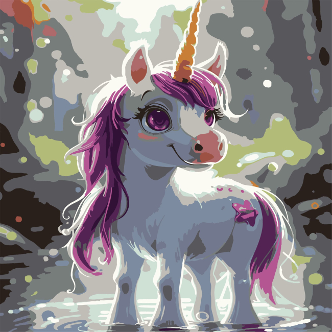 Товари для малювання - Картина за номерами Strateg Єдиноріг у лісі 30 х 30 см (ES-0910)