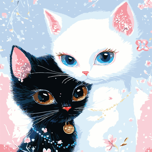 Товари для малювання - Картина за номерами Strateg Пухнаста дружба котиків 30 х 30 см (ES-0914)