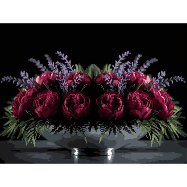 Товары для рисования - Картина по номерам Strateg Цветочное настроение на черном фоне 30 х 40 см (FH-38)