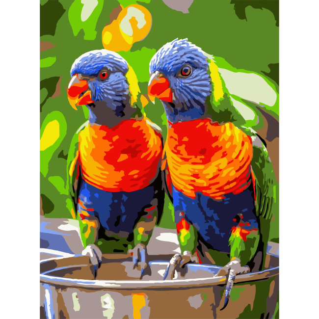 Товары для рисования - Картина по номерам Strateg Яркие попугаи 30 х 40 см (SS-1258)