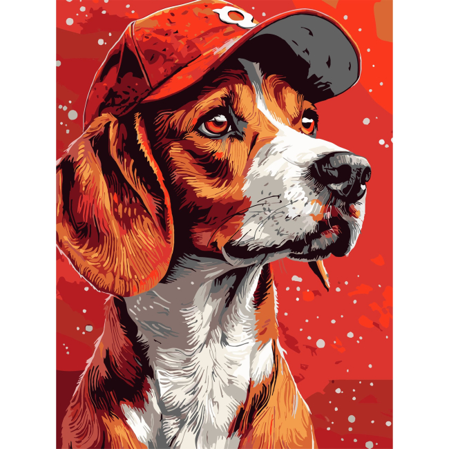 Товары для рисования - Картина по номерам Strateg Пес в кепке 30 х 40 см (SS-1260)