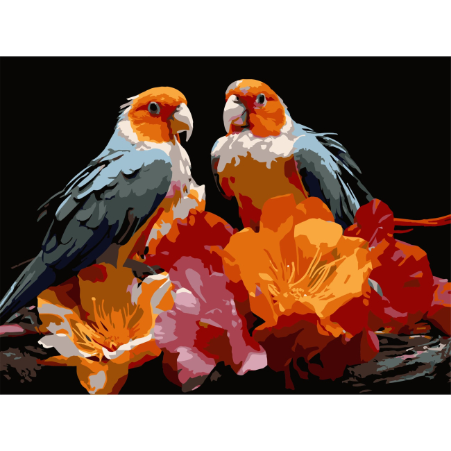 Товары для рисования - Картина по номерам Strateg Птичья пара 30 х 40 см (SS-1298)