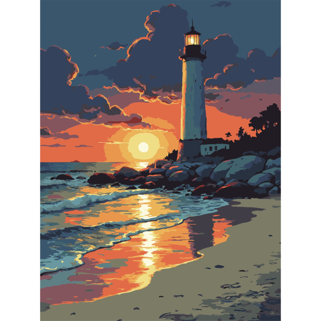 Товары для рисования - Картина по номерам Strateg Маяк на закате 30 х 40 см (SS-1299)