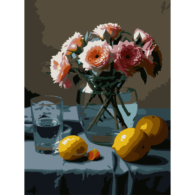 Товары для рисования - Картина по номерам Strateg Цветы и лимоны 30 х 40 см (SS-1316)