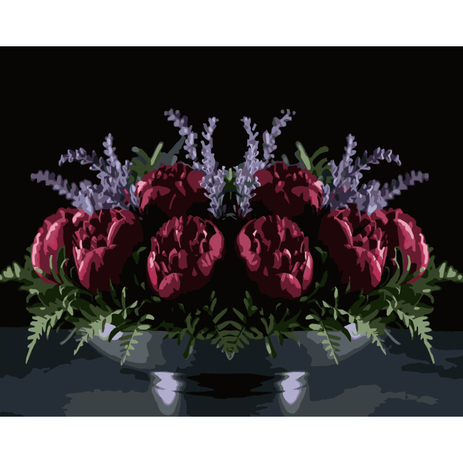 Товары для рисования - Картина по номерам Strateg Красные пионы на черном фоне 40 х 50 см (AH1280)