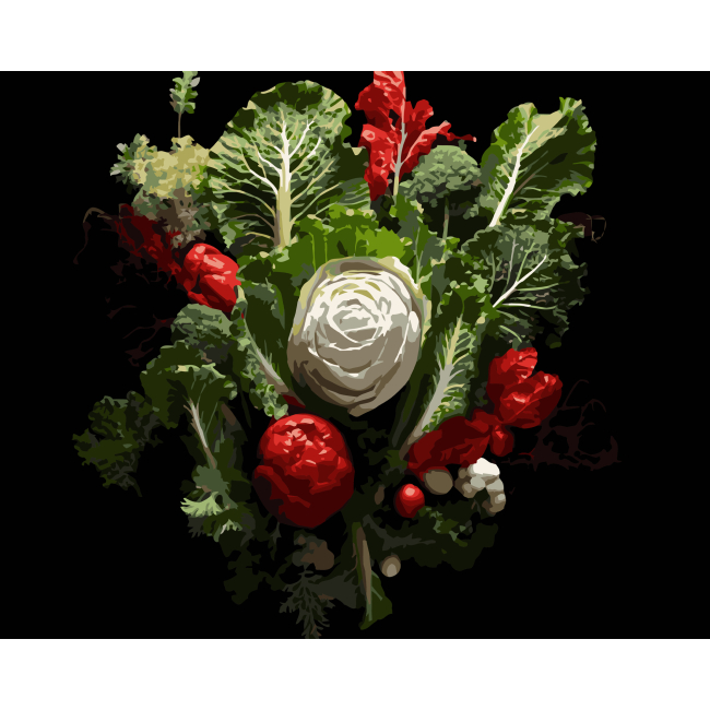 Товары для рисования - Картина по номерам Strateg Овощная композиция на черном фоне 40 х 50 см (AH1285)