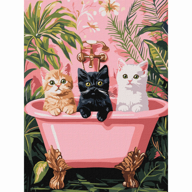 Товары для рисования - Картина по номерам Ідейка Кошки в ванной 30 х 40 см (KHO6726)