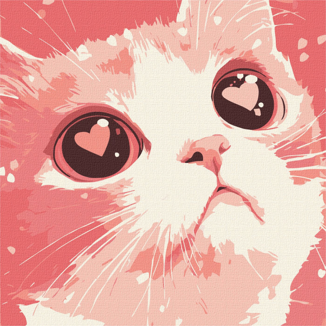 Товары для рисования - Картина по номерам Ідейка Влюбленный кот 30 х 30 см (KHO6864)