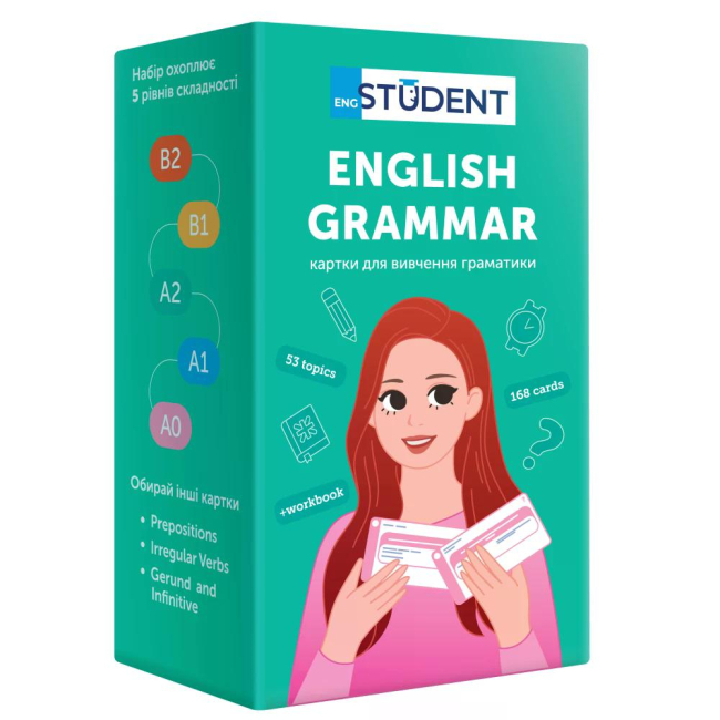 Навчальна література - Картки для вивчення англійської мови «English Grammar» (рівень А0-В2)  (9786177702992)