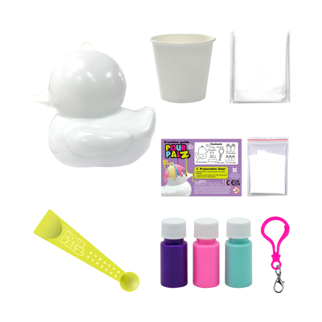 Набори для творчості - Набір для творчості Pour Palz Флюїд Арт Брелок Каченя зелений (GS-G26262/1) (GS-G26262/4)