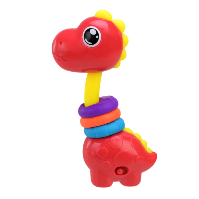 Брязкальця, прорізувачі - Брязкальце Сонячний зайчик Музичний Діно брахіозавр червоний (PL-724-73/2)