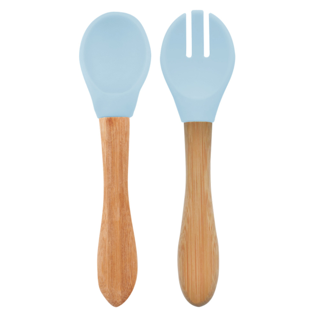 Дитячий посуд та аксесуари - Ложка та виделка силіконові MinikOiOi Dig In Mineral Blue (101060056)