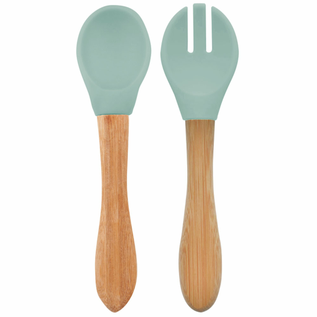 Дитячий посуд та аксесуари - ​Ложка та виделка силіконові MinikOiOi Dig In River Green (101060061)