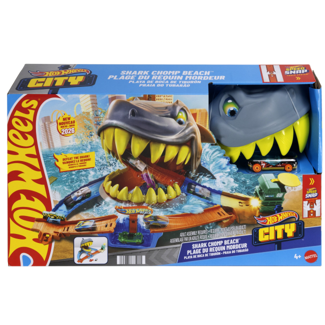 Автотреки - Ігровий набір Hot Wheels City Пляжна атака акули (JHL96)
