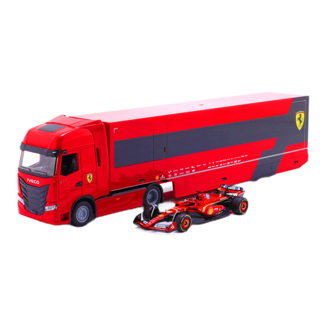 Транспорт и спецтехника - Игровой набор Bburago Грузовик-тягач Iveco S-Way и болид SF-24 (18-36867)