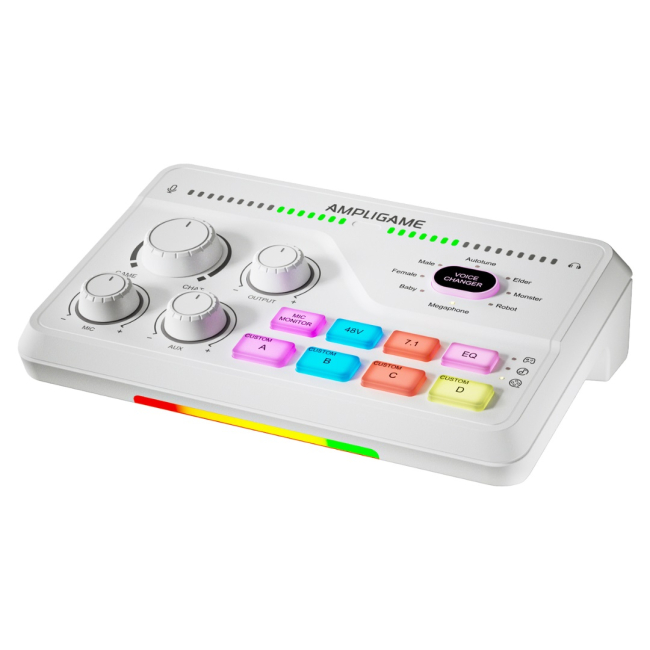 Блогерство и стриминг - Микшерный пульт Fifine gaming sound card White (SC8W) 