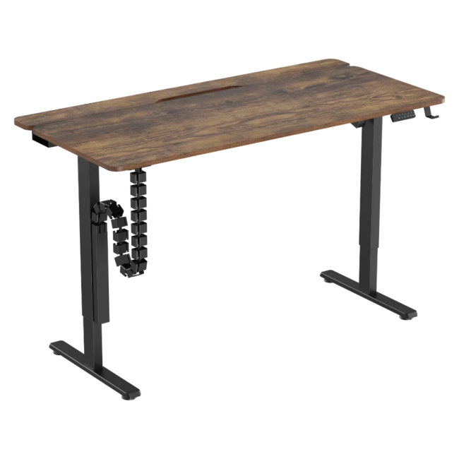 Мебель для геймеров - Компьютерный стол OfficePro с электрорегулировкой высоты Dark Wood/Black (ODE1575DW)