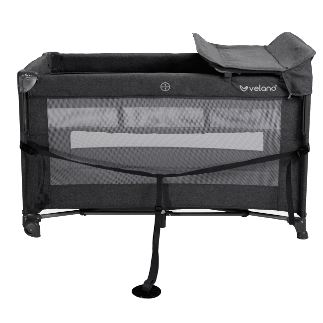 Манежи - Кроватка-манеж Velano Tino dark grey 2 в 1 (46160)