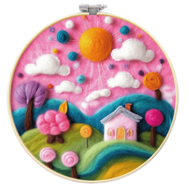 Набори для творчості - Набір для валяння картини з вовни Brushme Світ рожевих мрій (EFL006)
