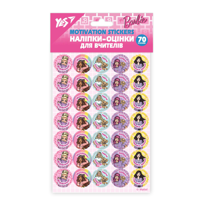 Наборы для творчества - Наклейки-оценки Yes Barbie круглые (955388)