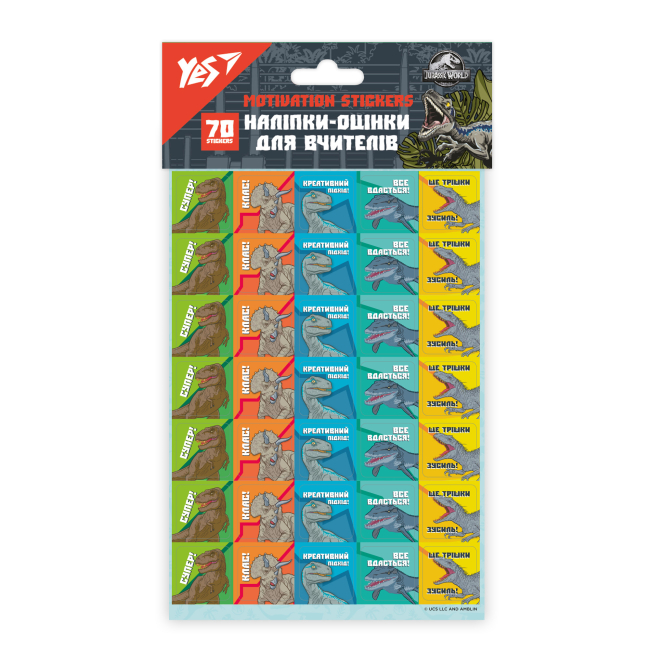 Набори для творчості - Наліпки-оцінки Yes Jurassic World квадратні (955390)