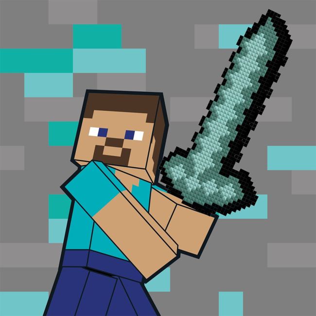 Товары для рисования - Картина по номерам с алмазной мозаикой Santi Майнкрафт Стив и алмазный меч 25 х 25 см (954929)