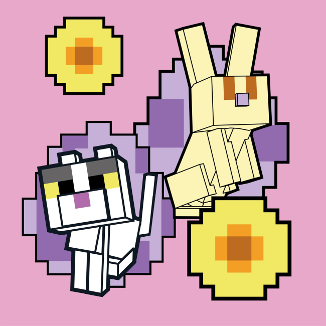 Товари для малювання - ​Картина за номерами Santi Майнкрафт Кролик та котик 25 х 25 см (955473) (955470)