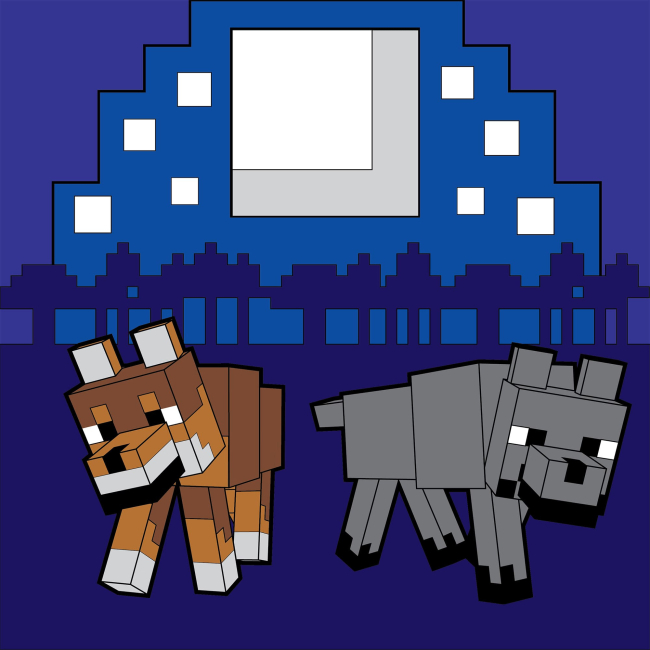 Товары для рисования - Картина по номерам Santi Майнкрафт Волки LED подсветка 25 х 25 см (954926)