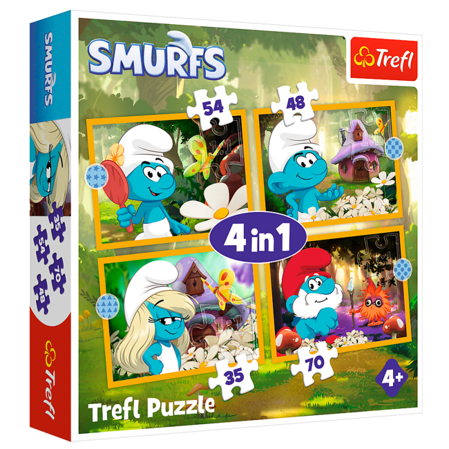 Пазлы - Пазлы Trefl The Smurfs Жизнь в деревне смурфов 4 в 1 (34664)