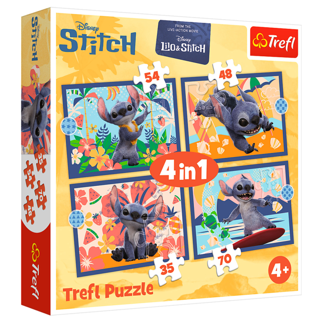 Пазлы - Пазлы Trefl Disney Stitch The Movie Отпуск на Гавайях 4 в 1 (34666)