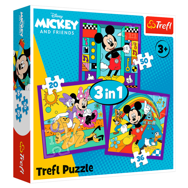 Пазлы - Пазлы Trefl Disney Микки и его веселая команда 3 в 1 (34894)