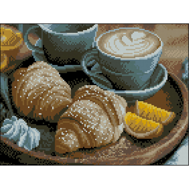 Мозаика - Алмазная картина Strateg Капучино и круассаны 30 х 40 см (ZAV3040-58)