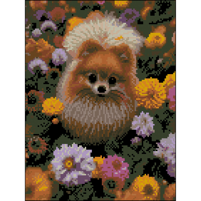 Мозаика - Алмазная картина Strateg Шпиц в цветах 30 х 40 см (ZAV3040-61)