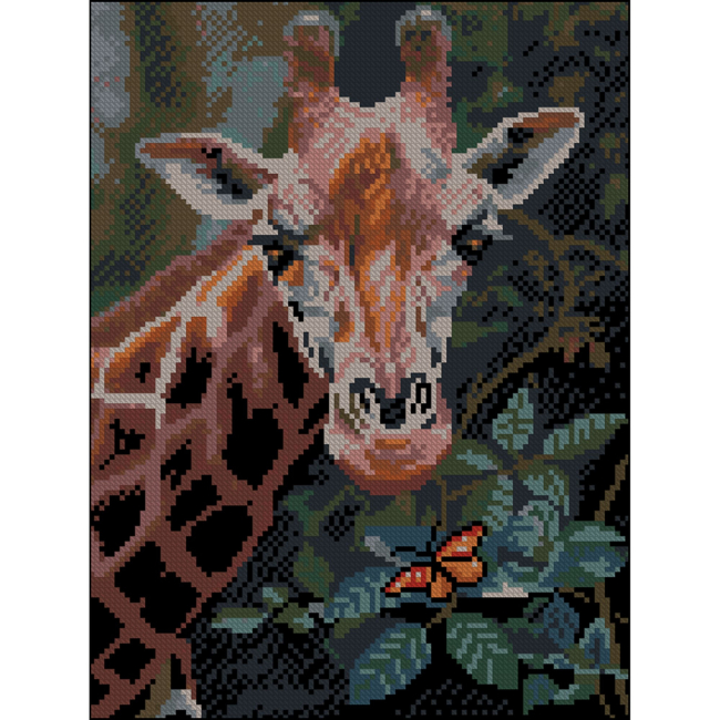 Мозаїка - Алмазна картина Strateg Жирафа і метелик 30 х 40 см (ZAV3040-63)